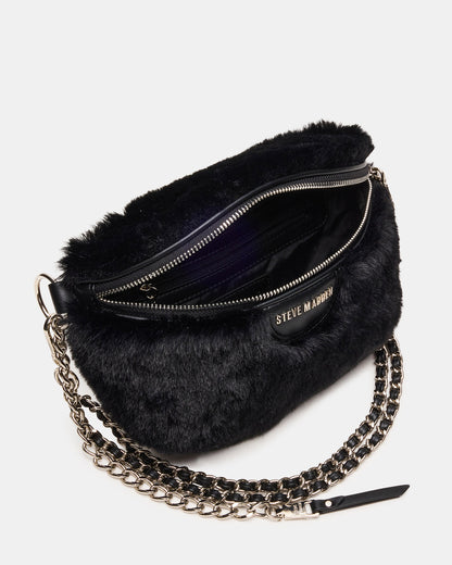 WYLDER Bag Black Faux Fur Crossbody Women's Belt Handbag - Steve Madden