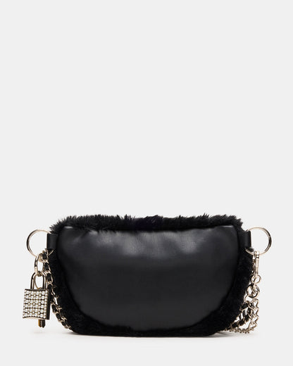 WYLDER Bag Black Faux Fur Crossbody Women's Belt Handbag - Steve Madden