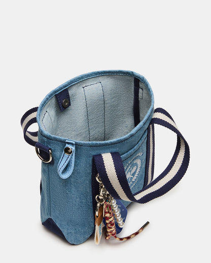 COLLEGE Bag Denim Top-Handle Crossbody Tote Handbag - Steve Madden