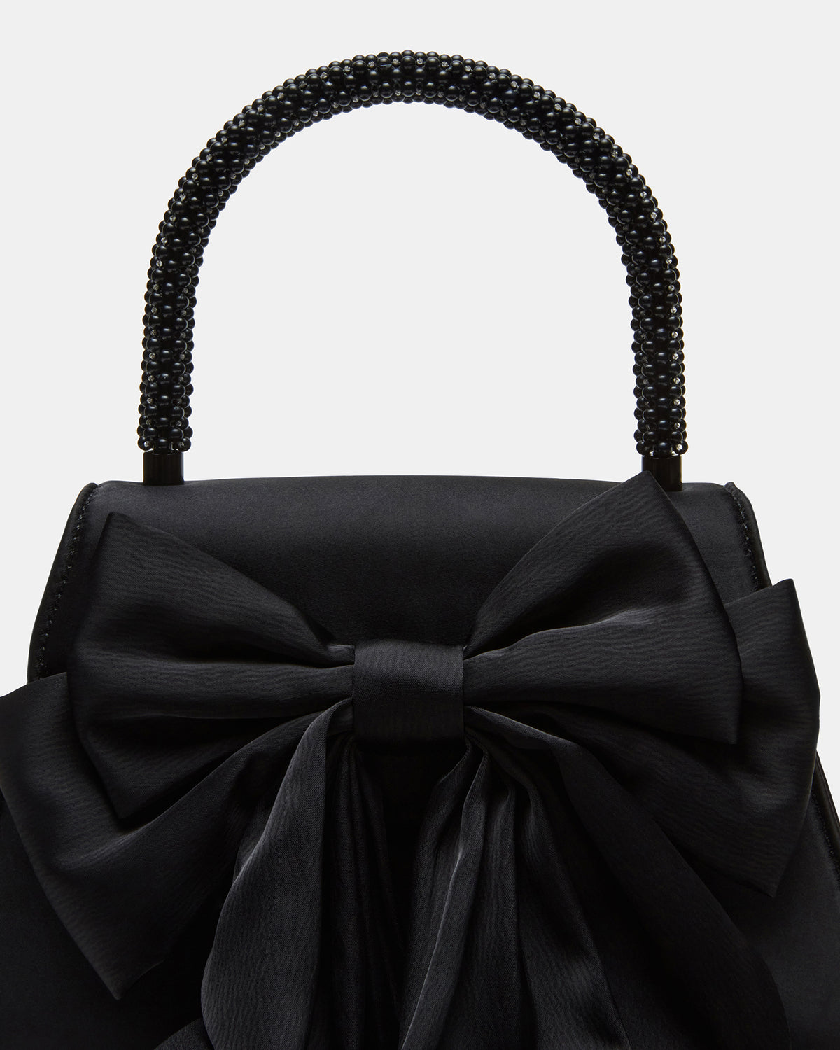 COSETTE Bag Black Satin Beaded Top-Handle Mini Handbag - Steve Madden