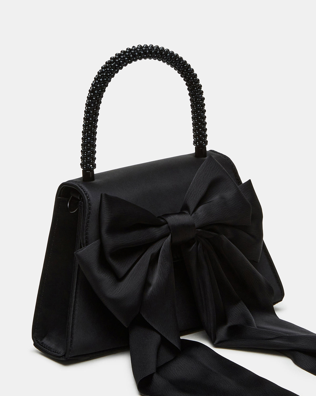 COSETTE Bag Black Satin Beaded Top-Handle Mini Handbag - Steve Madden
