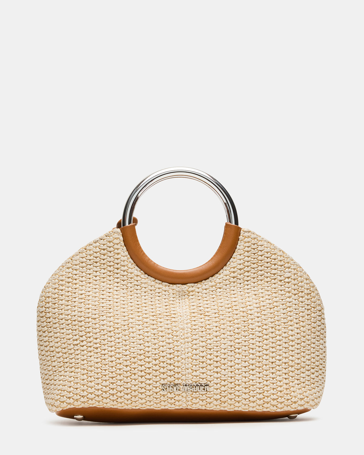 GEENA Straw Bag Light Natural Ring Top-Handle Crossbody Handbag - Steve Madden