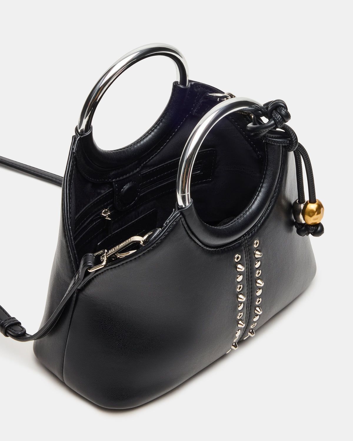 GEENA Embellished Bag Black Ring Top-Handle Crossbody Handbag - Steve Madden