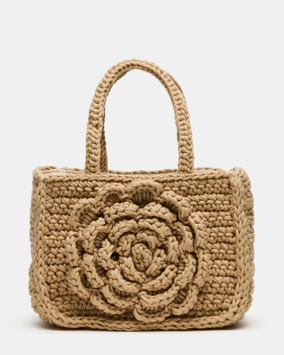 LUVLY Bag Natural Mini Top-Handle Flower Decal Crochet Crossbody Handbag - Steve Madden