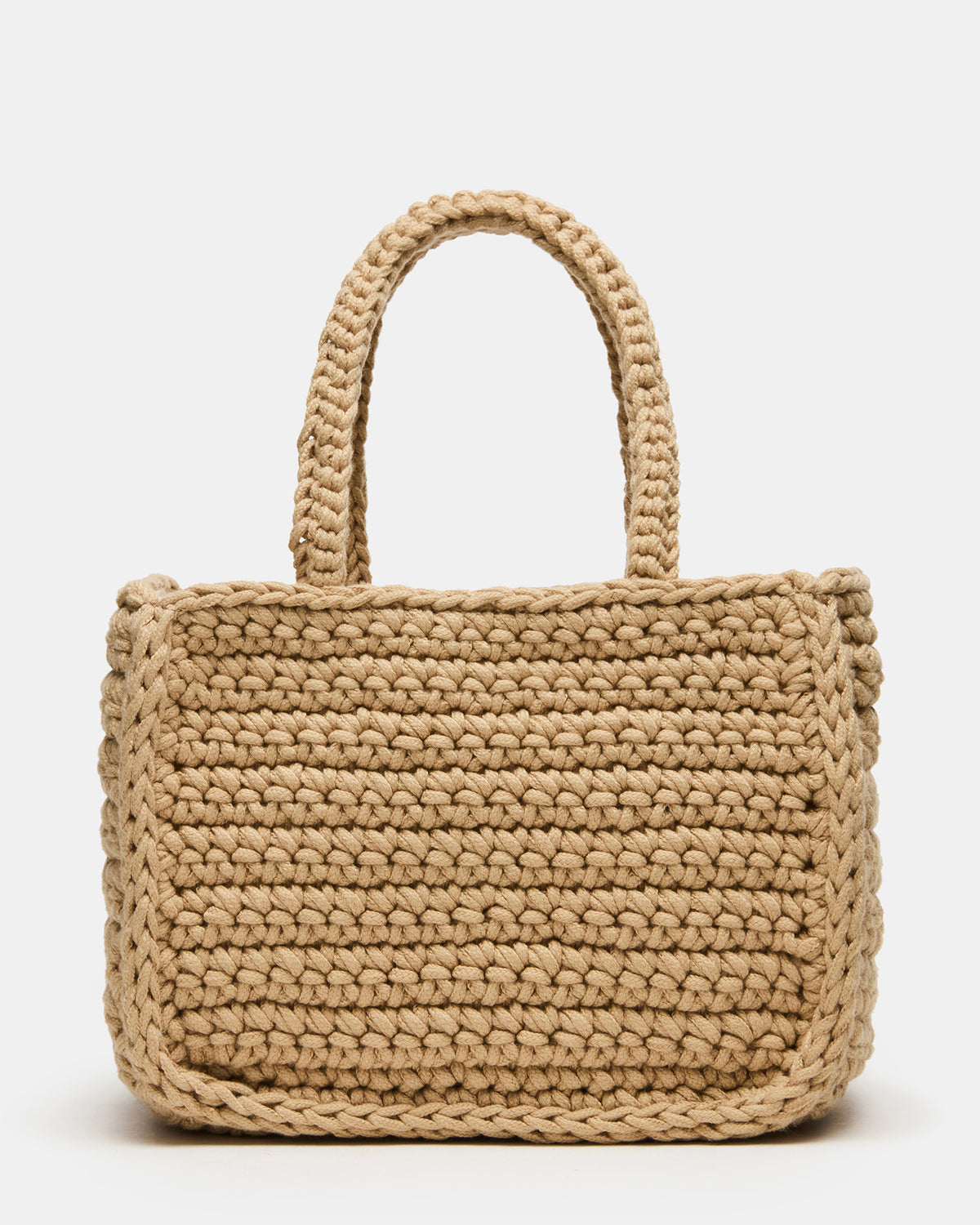 LUVLY Bag Natural Mini Top-Handle Flower Decal Crochet Crossbody Handbag - Steve Madden