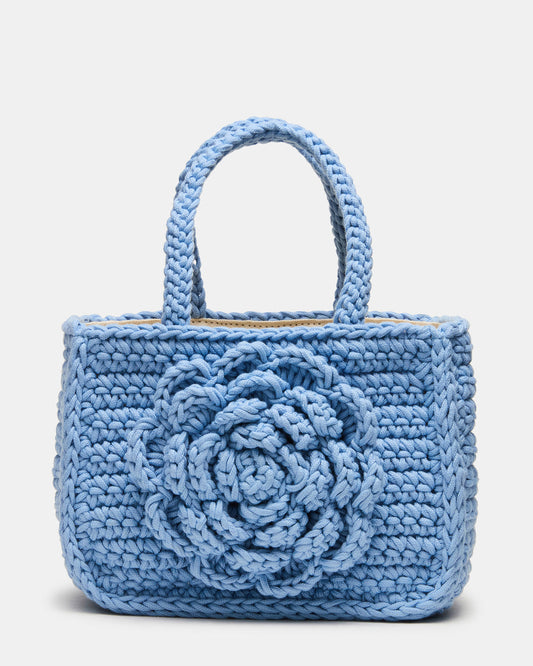 LUVLY Bag Light Blue Mini Top-Handle Flower Decal Crochet Crossbody Handbag - Steve Madden
