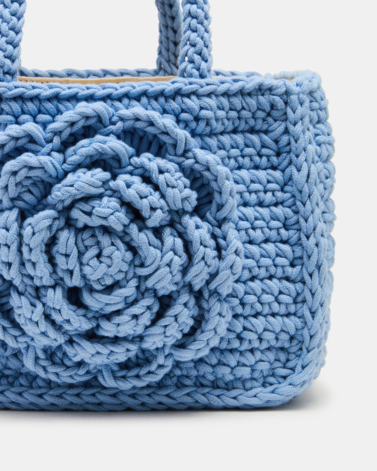 LUVLY Bag Light Blue Mini Top-Handle Flower Decal Crochet Crossbody Handbag - Steve Madden