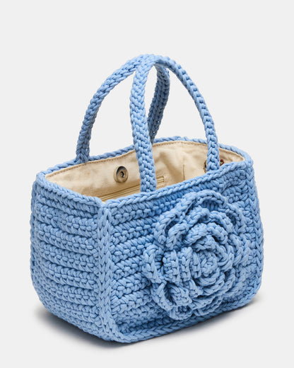 LUVLY Bag Light Blue Mini Top-Handle Flower Decal Crochet Crossbody Handbag - Steve Madden