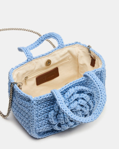 LUVLY Bag Light Blue Mini Top-Handle Flower Decal Crochet Crossbody Handbag - Steve Madden