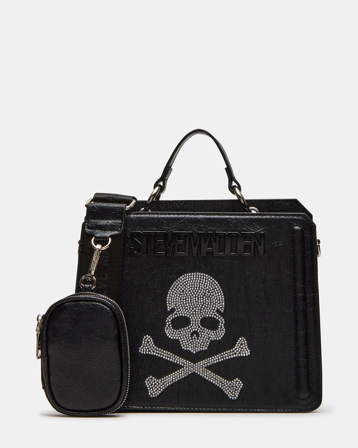 EVELYN Skull Bag Black Top Handle Crossbody Bag - Steve Madden