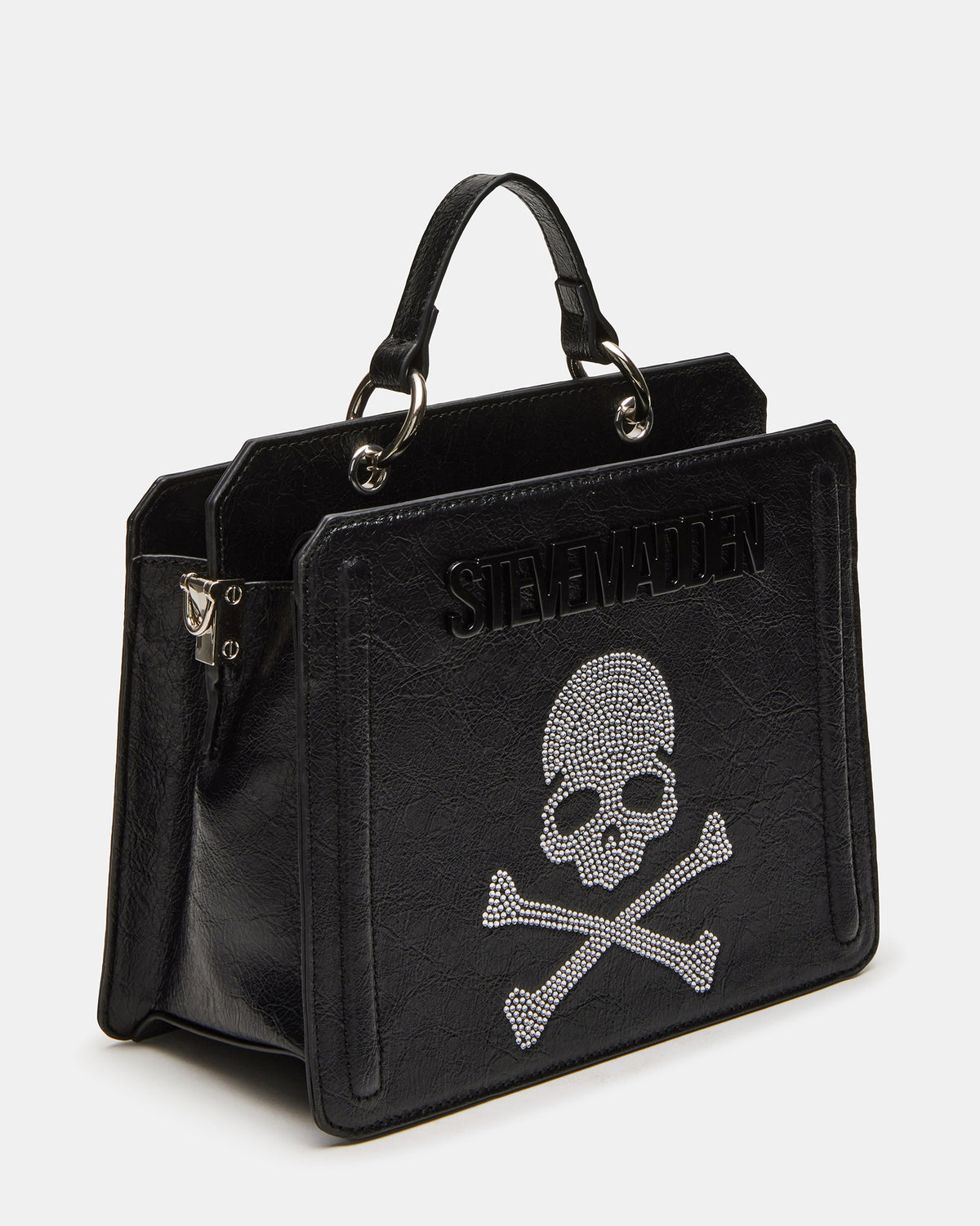 EVELYN Skull Bag Black Top Handle Crossbody Bag - Steve Madden