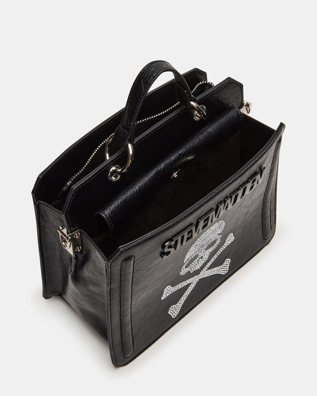 EVELYN Skull Bag Black Top Handle Crossbody Bag - Steve Madden