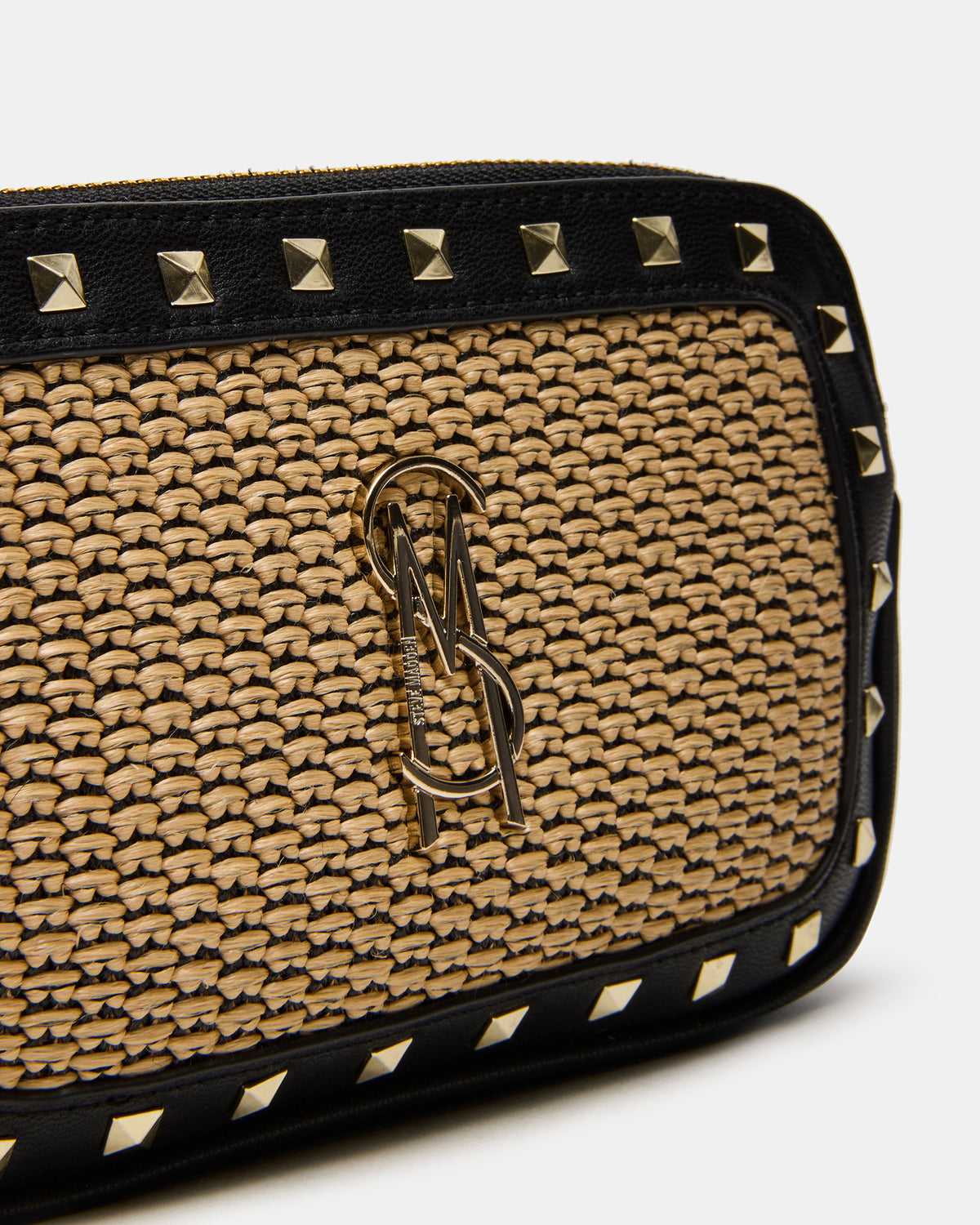 DAISYS Black Multi Women's Studded Straw Crossbody Handbag - Steve Madden