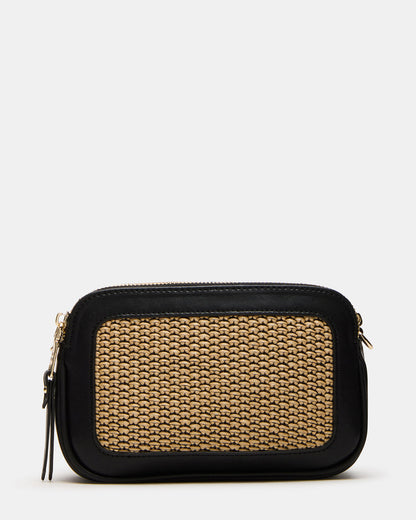 DAISYS Black Multi Women's Studded Straw Crossbody Handbag - Steve Madden