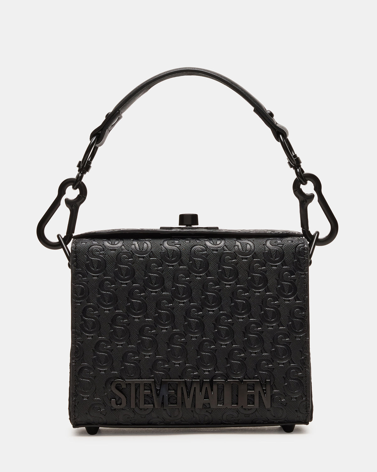 NOYA Black/Black Women's Embossed Crossbody Top-Handle Box Handbag - Steve Madden