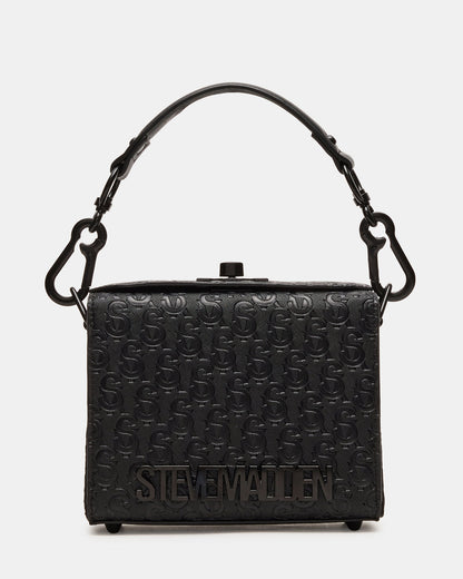 NOYA Black/Black Women's Embossed Crossbody Top-Handle Box Handbag - Steve Madden