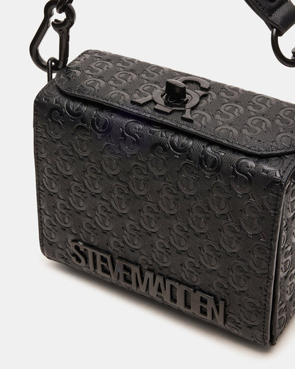 NOYA Black/Black Women's Embossed Crossbody Top-Handle Box Handbag - Steve Madden