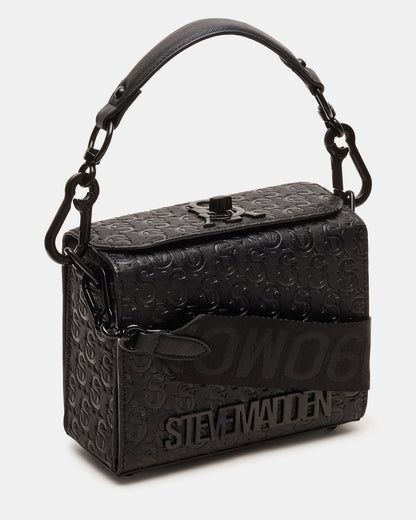NOYA Black/Black Women's Embossed Crossbody Top-Handle Box Handbag - Steve Madden