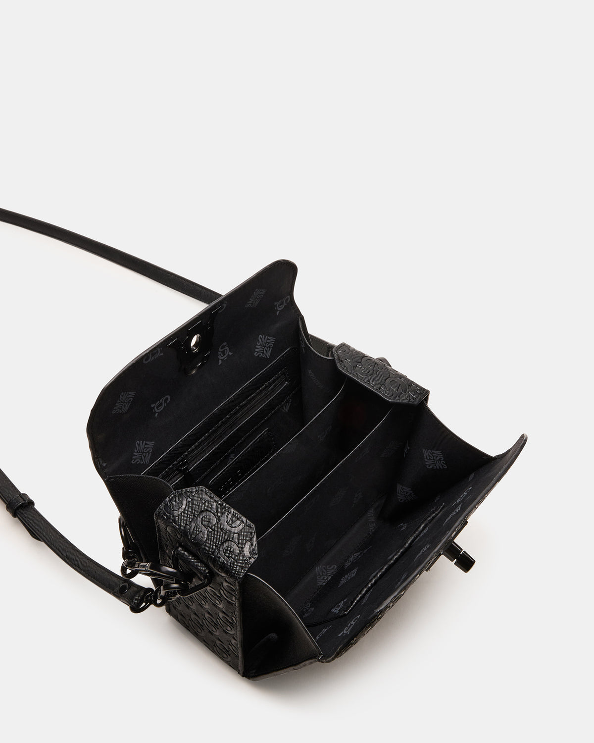 NOYA Black/Black Women's Embossed Crossbody Top-Handle Box Handbag - Steve Madden