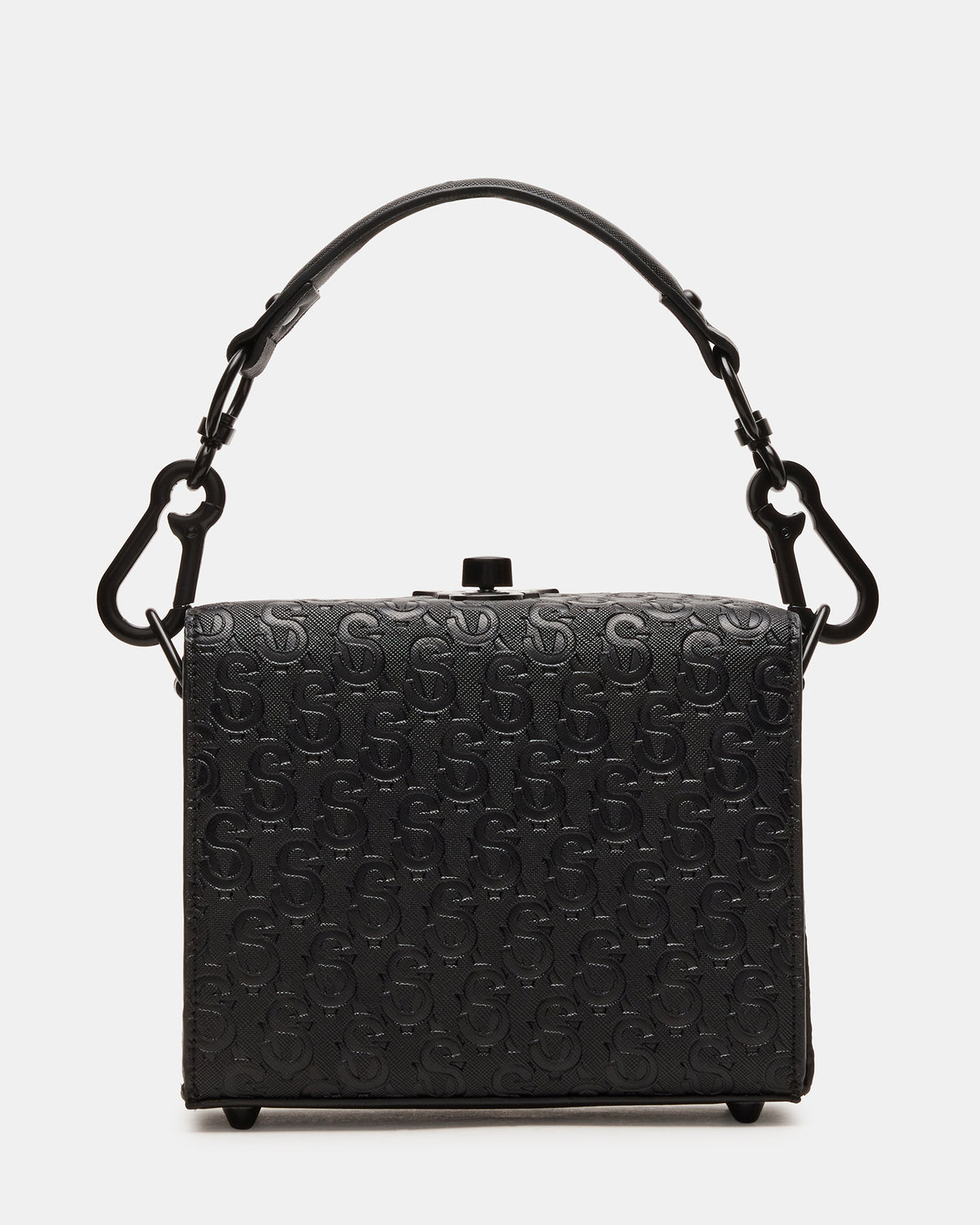 NOYA Black/Black Women's Embossed Crossbody Top-Handle Box Handbag - Steve Madden