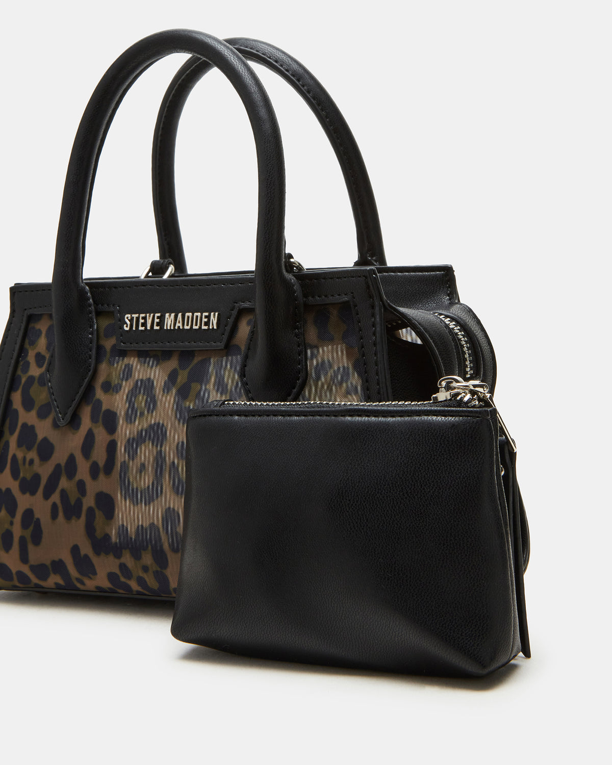 PEACHY Leopard Women's Mini Top-Handle Mesh Handbag - Steve Madden
