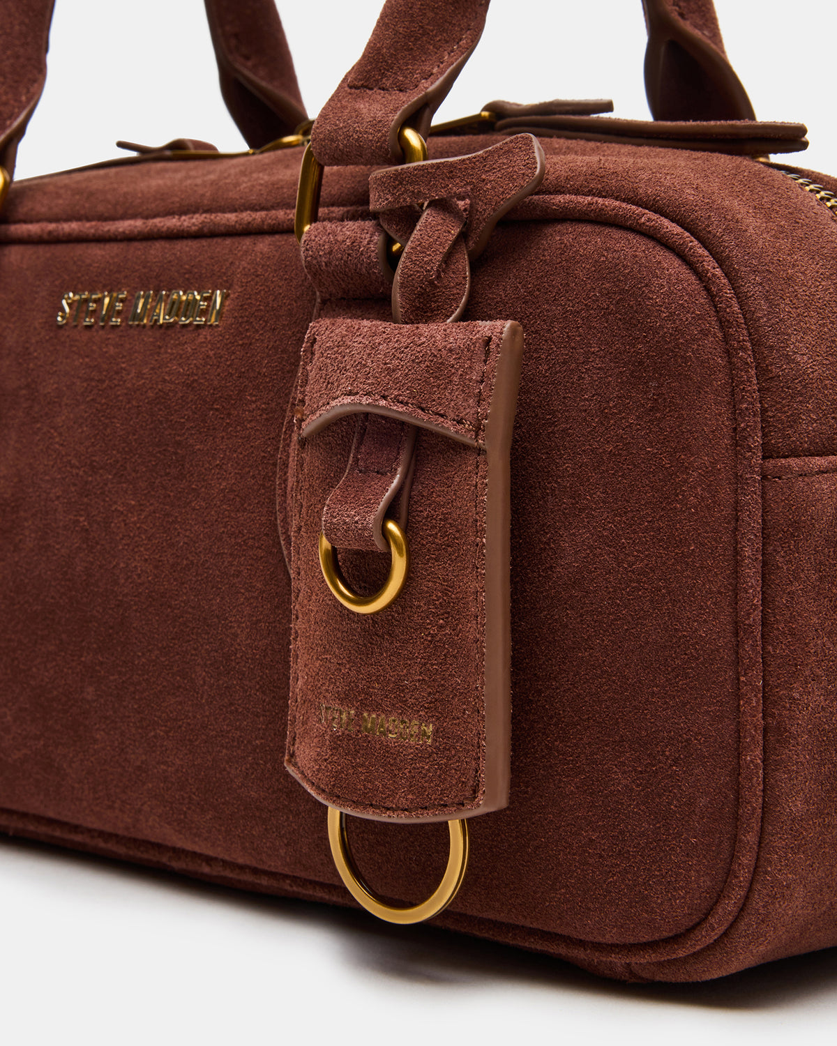 MERIT Bag Chestnut Suede Top-Handle Satchel Crossbody Handbag - Steve Madden