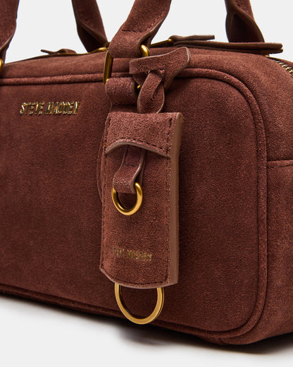 MERIT Bag Chestnut Suede Top-Handle Satchel Crossbody Handbag - Steve Madden
