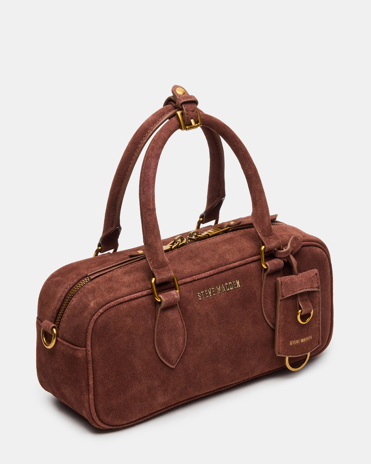 MERIT Bag Chestnut Suede Top-Handle Satchel Crossbody Handbag - Steve Madden