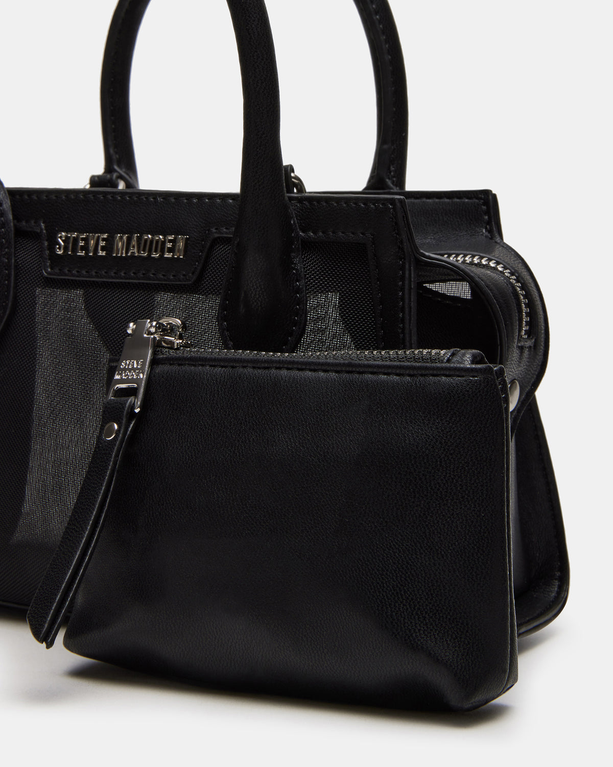 PEACHY Black Women's Mini Top-Handle Mesh Handbag - Steve Madden
