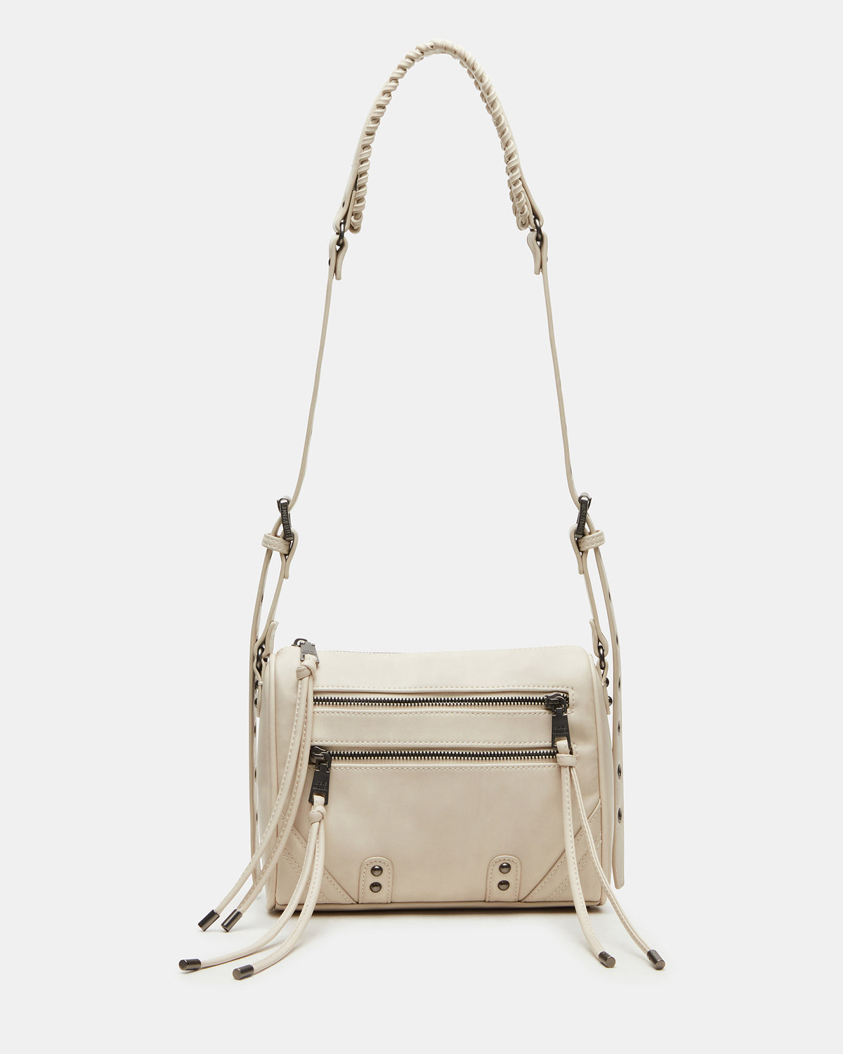RIGBY Taupe Women's Fringe Studded Crossbody Handbag - Steve Madden