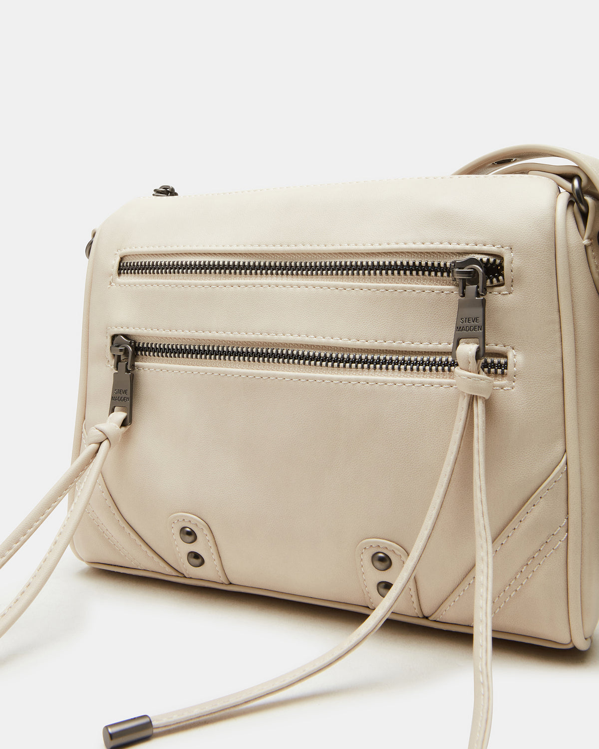 RIGBY Taupe Women's Fringe Studded Crossbody Handbag - Steve Madden
