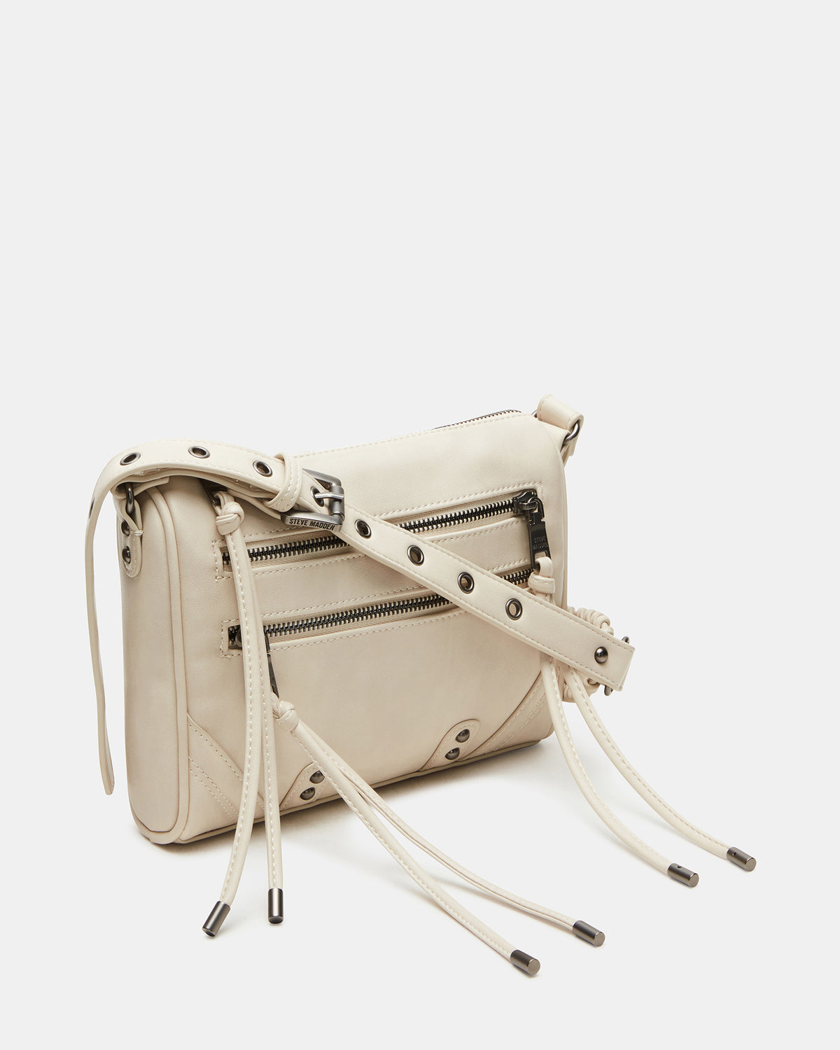 RIGBY Taupe Women's Fringe Studded Crossbody Handbag - Steve Madden