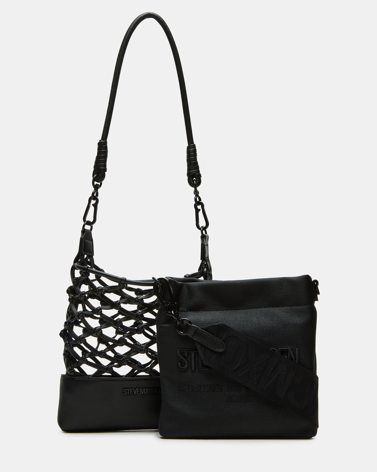 ARDA Black/Black Women's Crossbody Pouch Handbag - Steve Madden