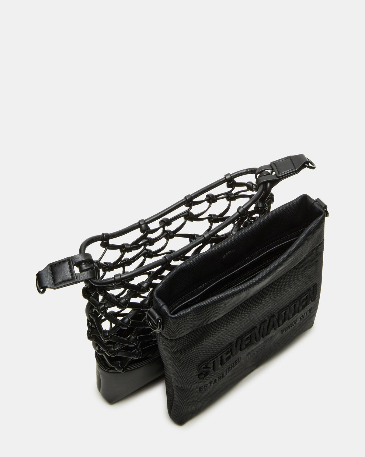 ARDA Black/Black Women's Crossbody Pouch Handbag - Steve Madden