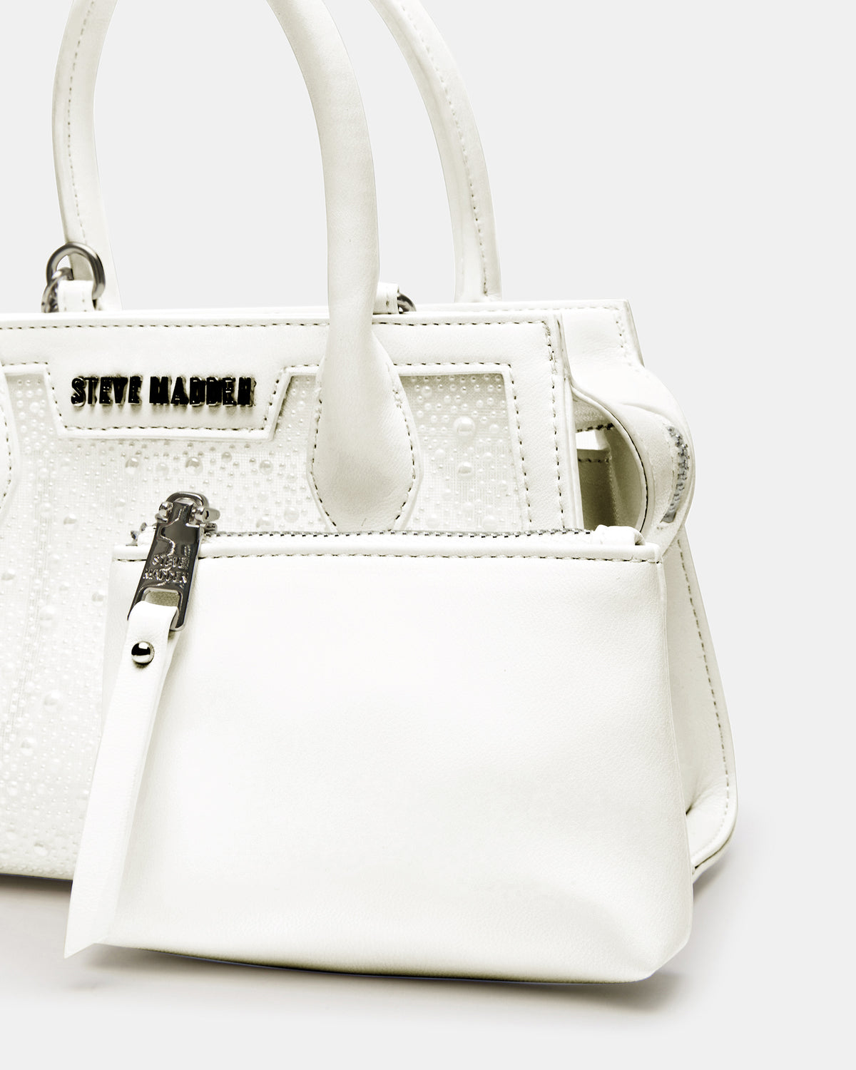 PEACH White Multi Women's Mini Top-Handle Mesh Handbag - Steve Madden