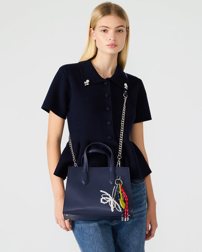CALLEB Bag Navy Structured Tote Crossbody Handbag - Steve Madden