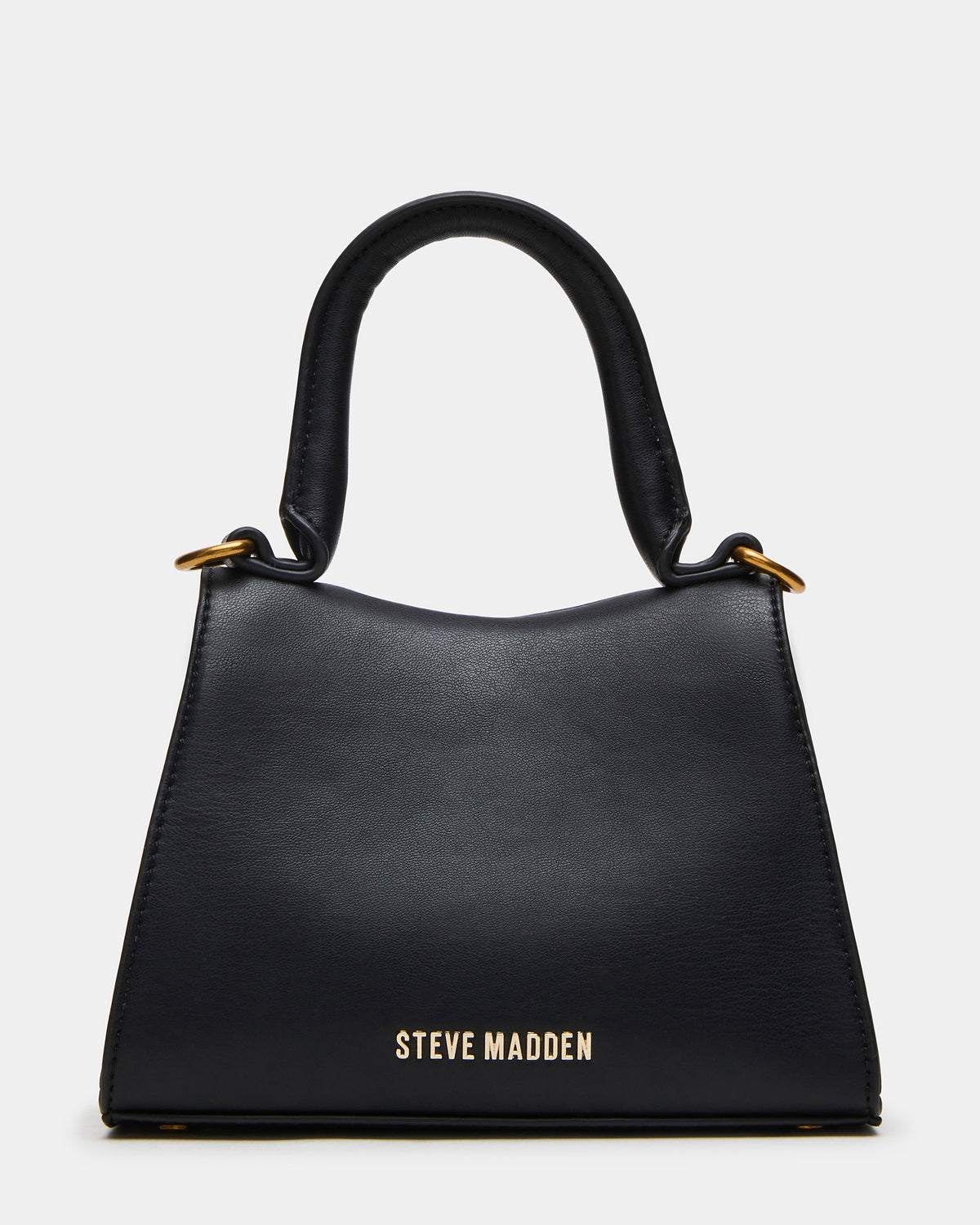 MADLYN Bag Black Structured Turn-Lock Closure Top-Handle Crossbody Mini Handbag - Steve Madden