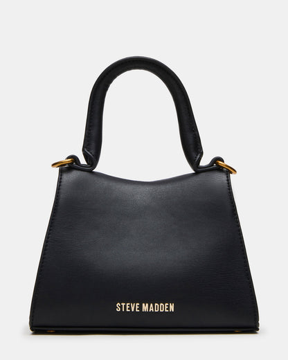 MADLYN Bag Black Structured Turn-Lock Closure Top-Handle Crossbody Mini Handbag - Steve Madden