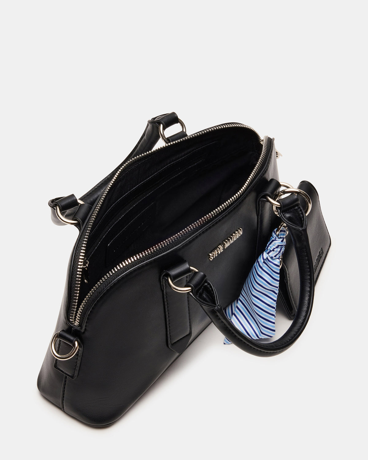 CALLY Bag Black Dome Satchel Top-Handle Crossbody Women's Handbag - Steve Madden