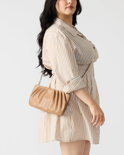 NIKA Chestnut Women's Pleated Crossbody Clutch Handbag - Steve Madden