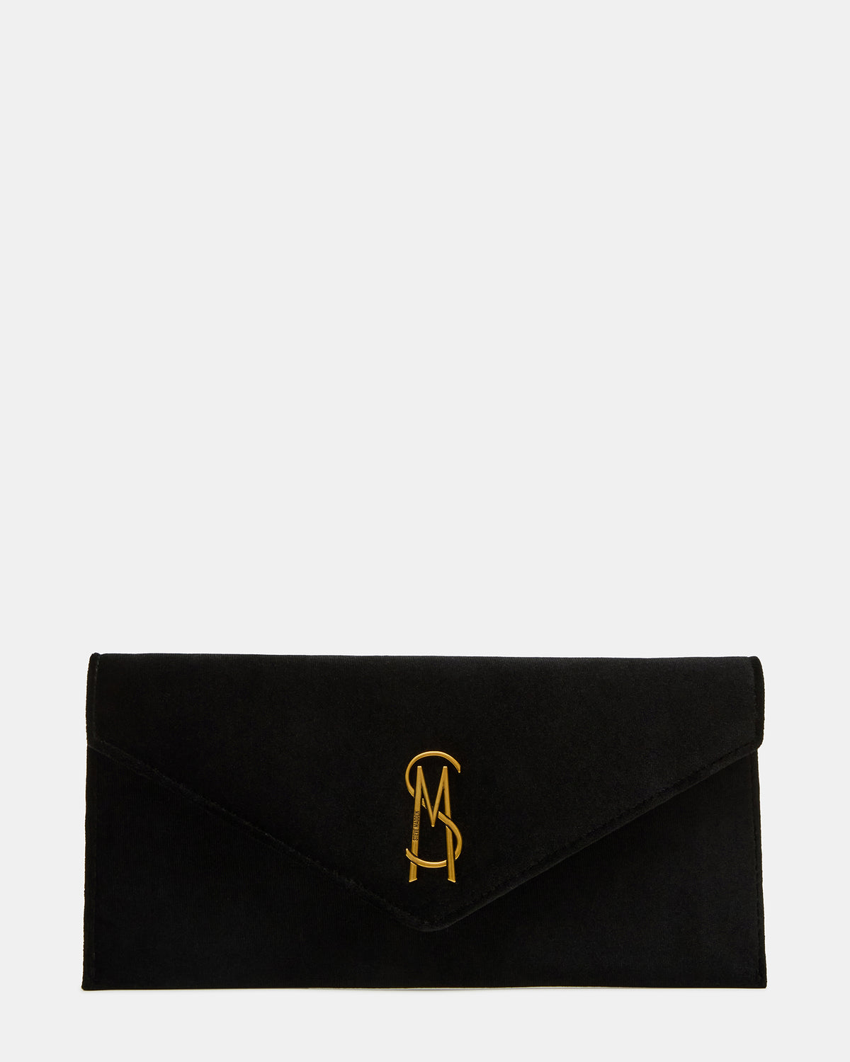 SMOOTH Bag Black Velvet Envelope Logo Crossbody Clutch Handbag - Steve Madden