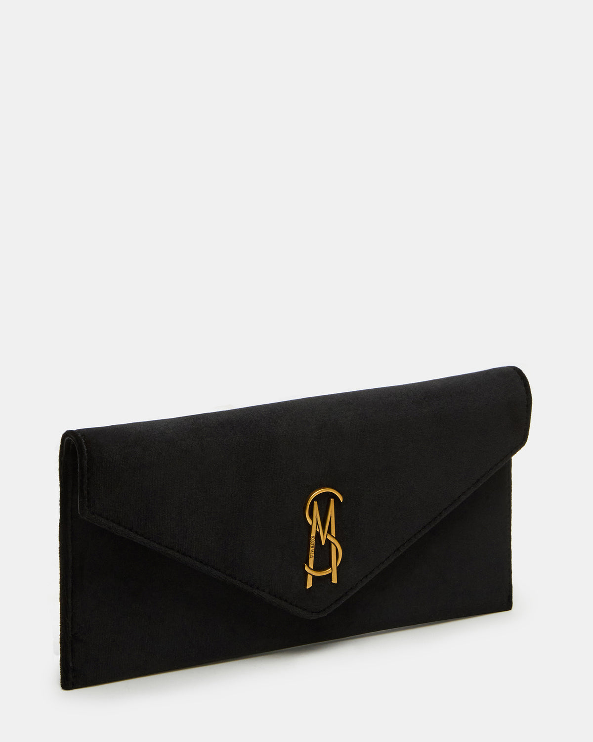 SMOOTH Bag Black Velvet Envelope Logo Crossbody Clutch Handbag - Steve Madden