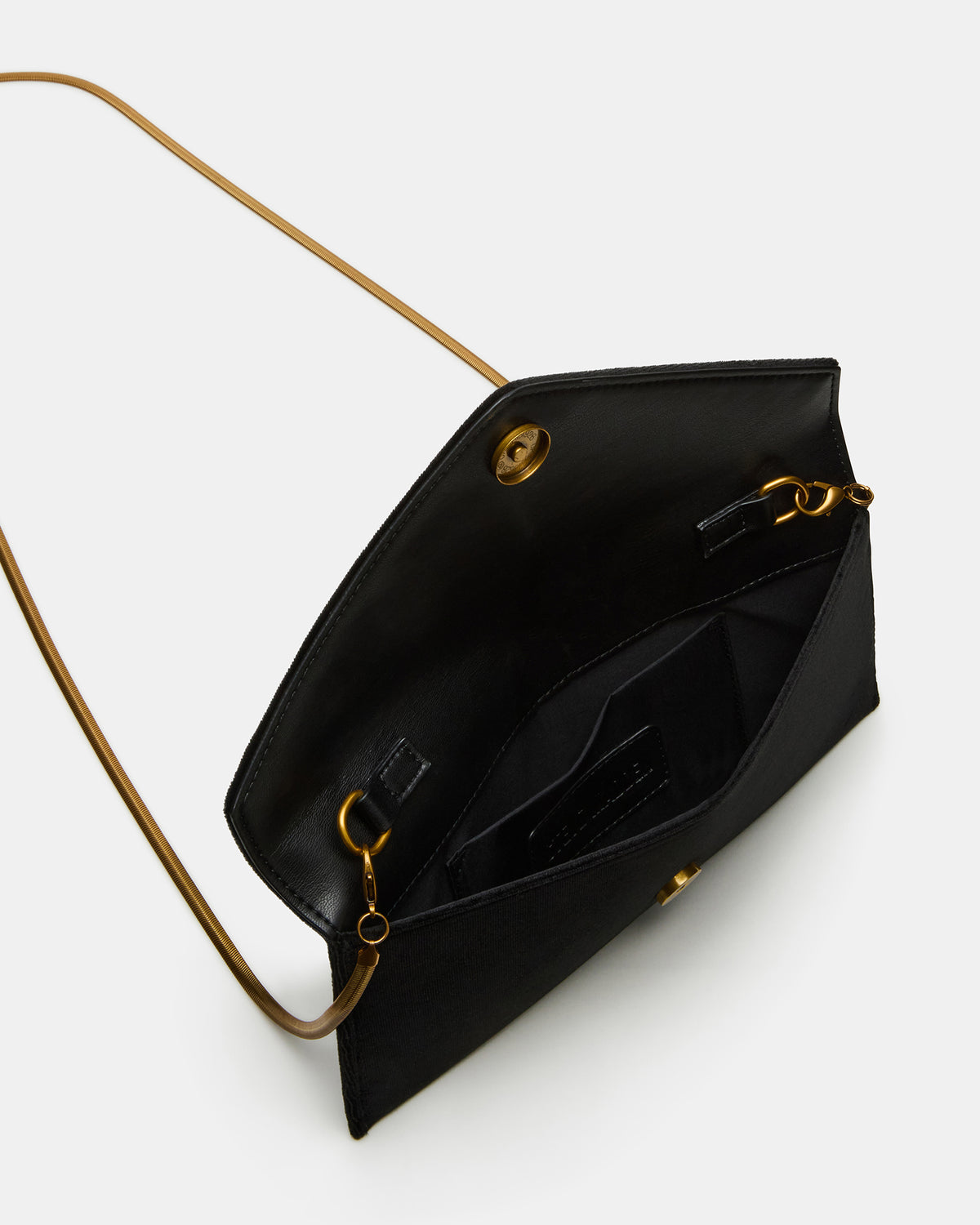 SMOOTH Bag Black Velvet Envelope Logo Crossbody Clutch Handbag - Steve Madden