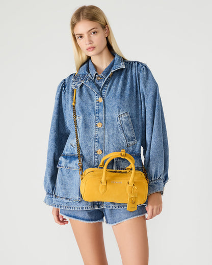 MERIT Bag Mustard Suede Top-Handle Satchel Crossbody Handbag - Steve Madden