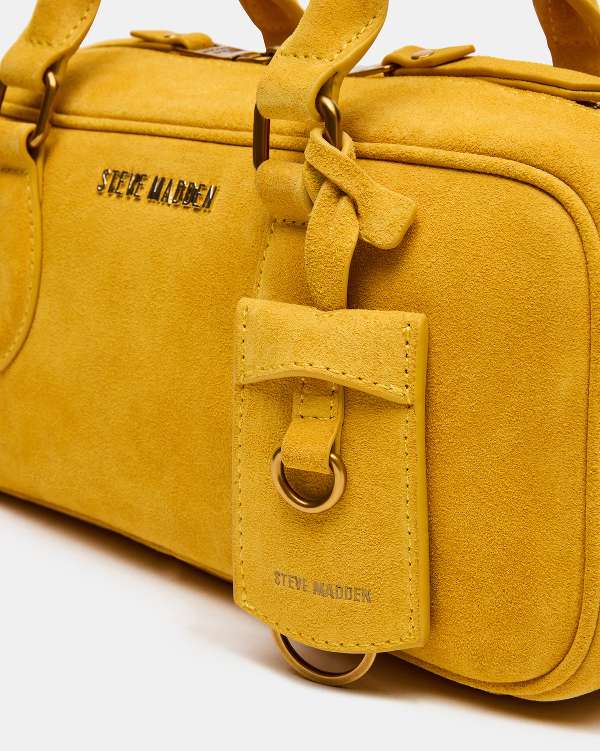 MERIT Bag Mustard Suede Top-Handle Satchel Crossbody Handbag - Steve Madden