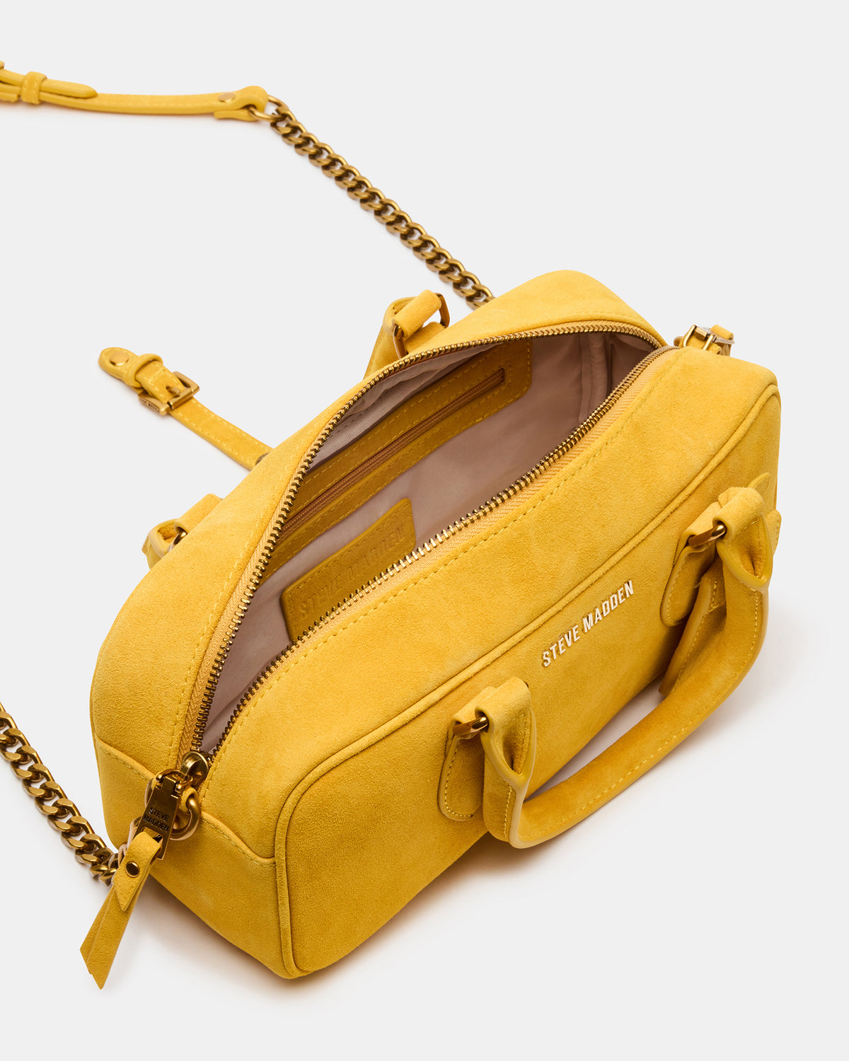 MERIT Bag Mustard Suede Top-Handle Satchel Crossbody Handbag - Steve Madden