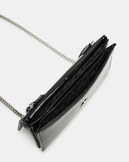 JULIANA Bag Black Patent Crossbody Clutch Handbag - Steve Madden