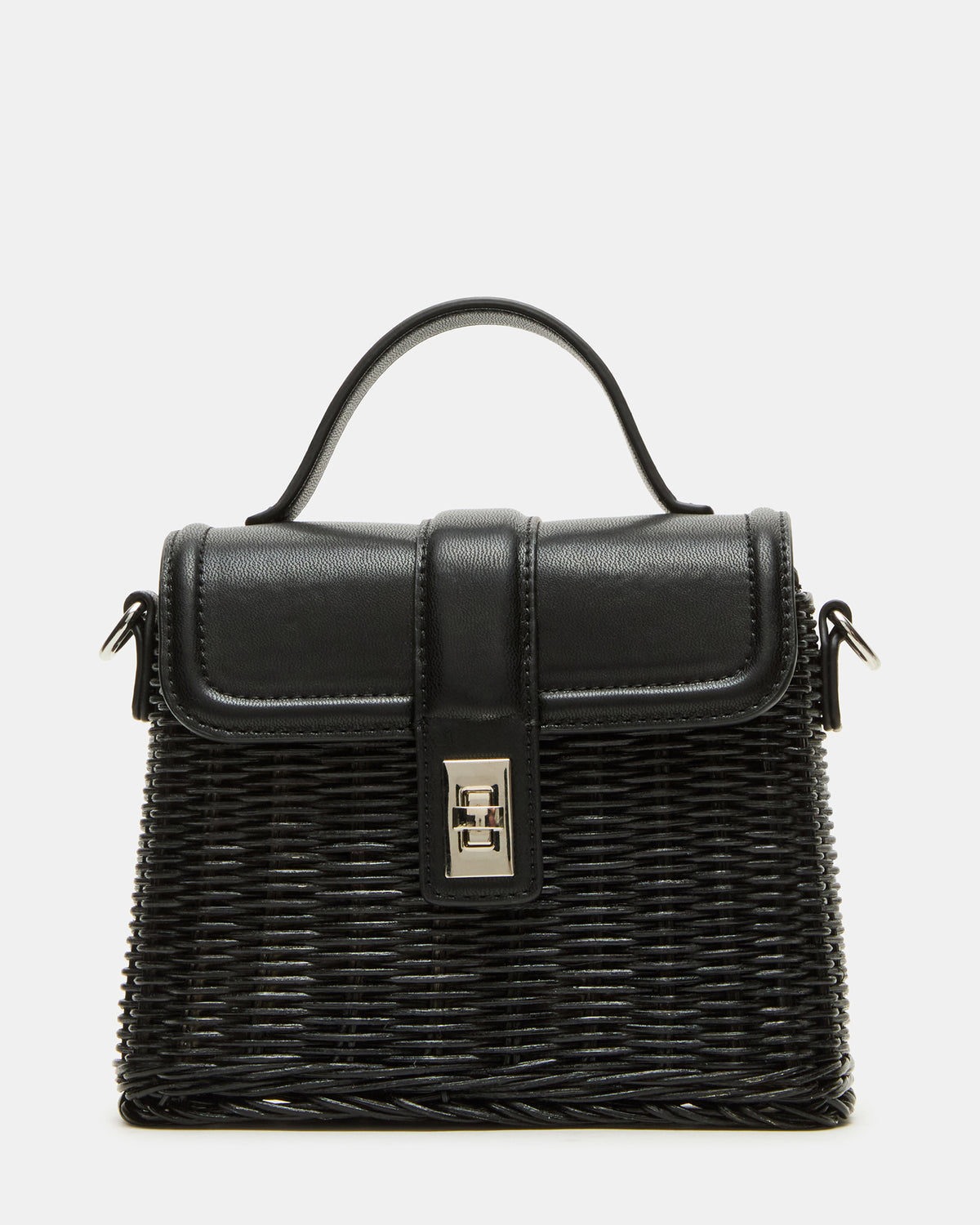 CRISTY Bag Black Wicker Top-Handle Sraw Crossbody Handbag - Steve Madden