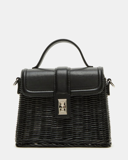 CRISTY Bag Black Wicker Top-Handle Sraw Crossbody Handbag - Steve Madden