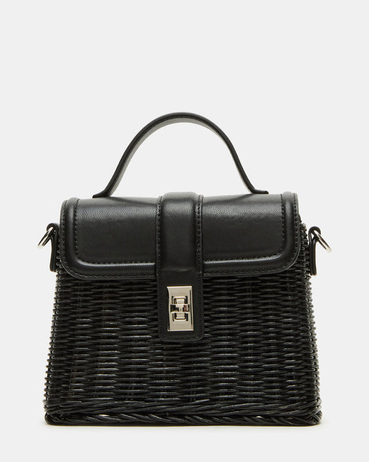 CRISTY Bag Black Wicker Top-Handle Sraw Crossbody Handbag - Steve Madden